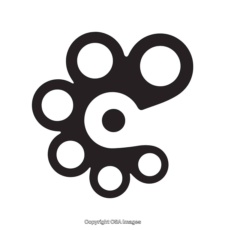 Abstract Black and White Circular Icon Design with Geometric Elements