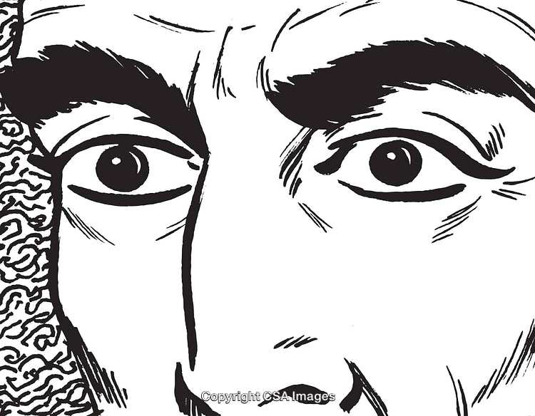 Hand-Drawn Black Ink Artistic Face Illustration Close-Up With Bold Details