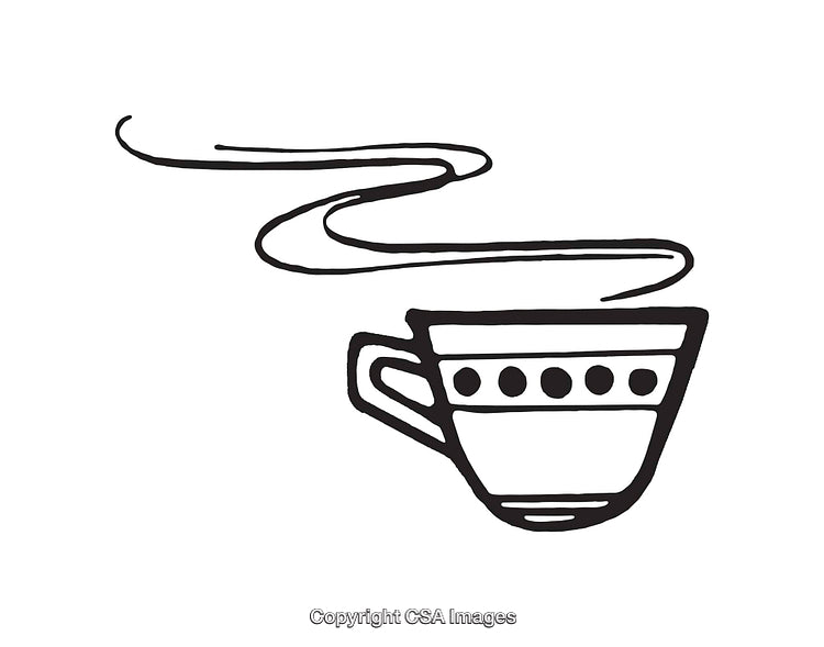 Hand-Drawn Illustration of a Steaming Cup of Hot Beverage