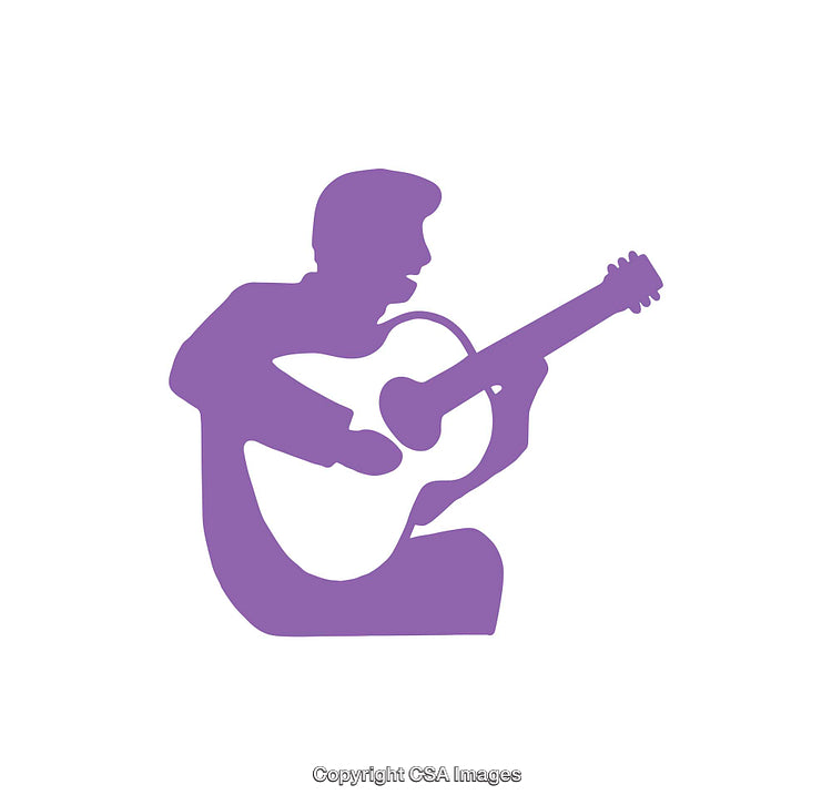 Silhouette Illustration of a Guitarist Playing Acoustic Guitar