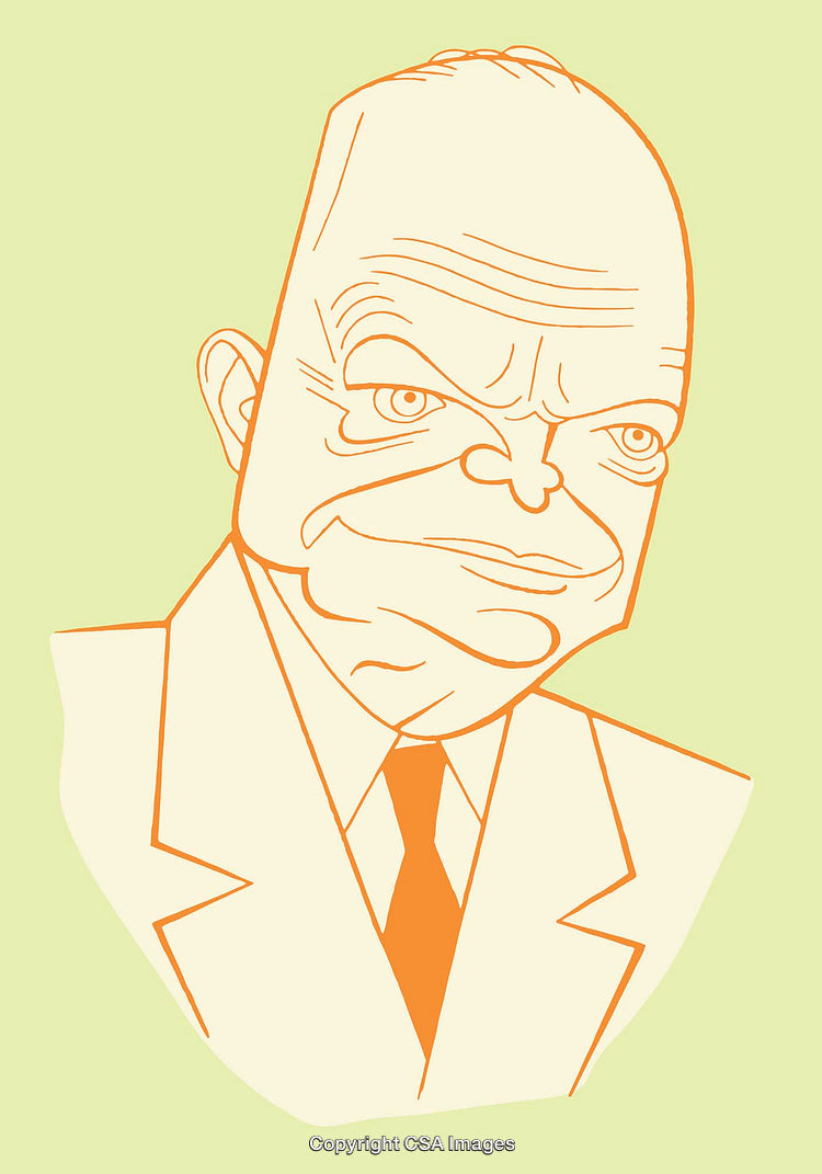 Color Illustration of a Businessman Character in a Retro Minimalist Style