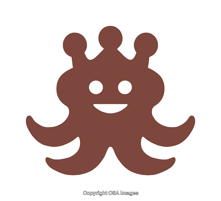 Simple Cartoon Octopus Icon with a Crown on a White Background