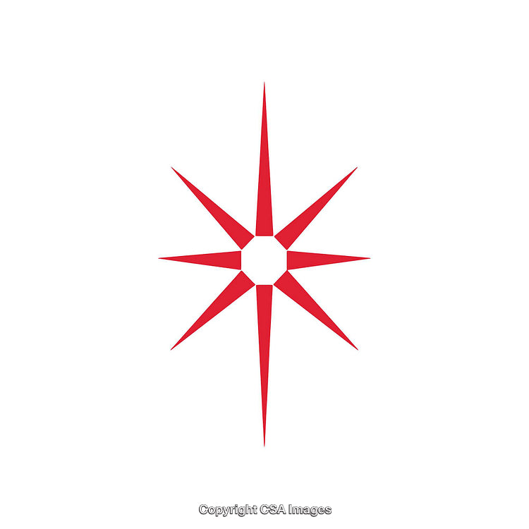 Red Eight-Point Star Symbol on a White Background