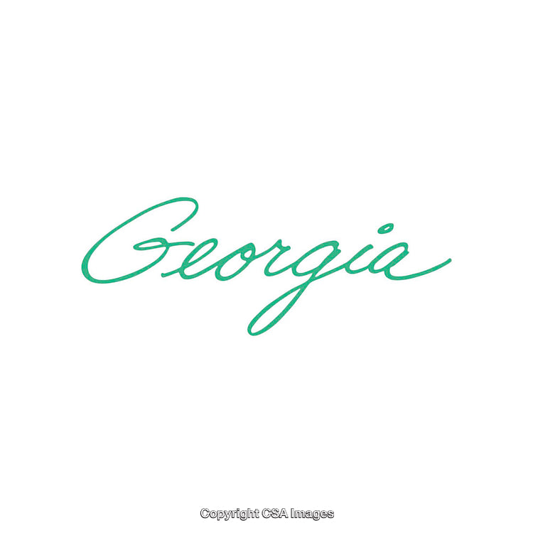 Green Georgia Text in Calligraphic Style on White Background