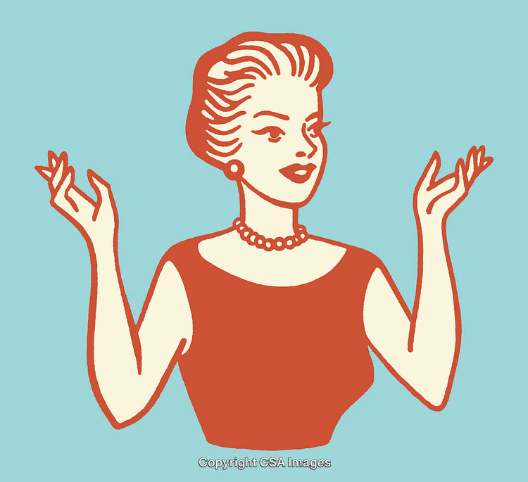 Retro Styled Illustration of Woman in Elegant Pose on Colored Background