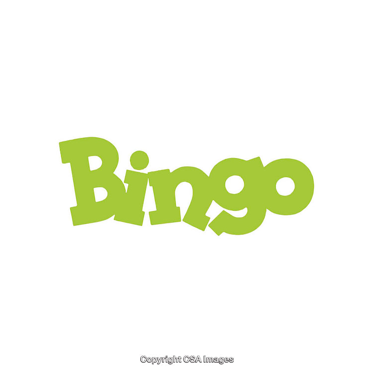 Bright Green Bingo Word Art Displayed on White Background