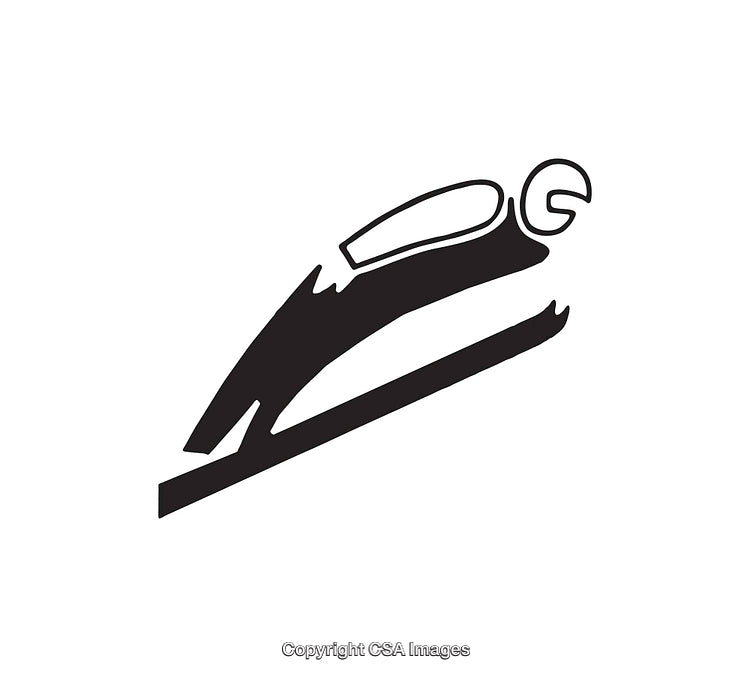 Icon Depicting a Ski Jumper in Mid-Air with Minimalistic Design Style