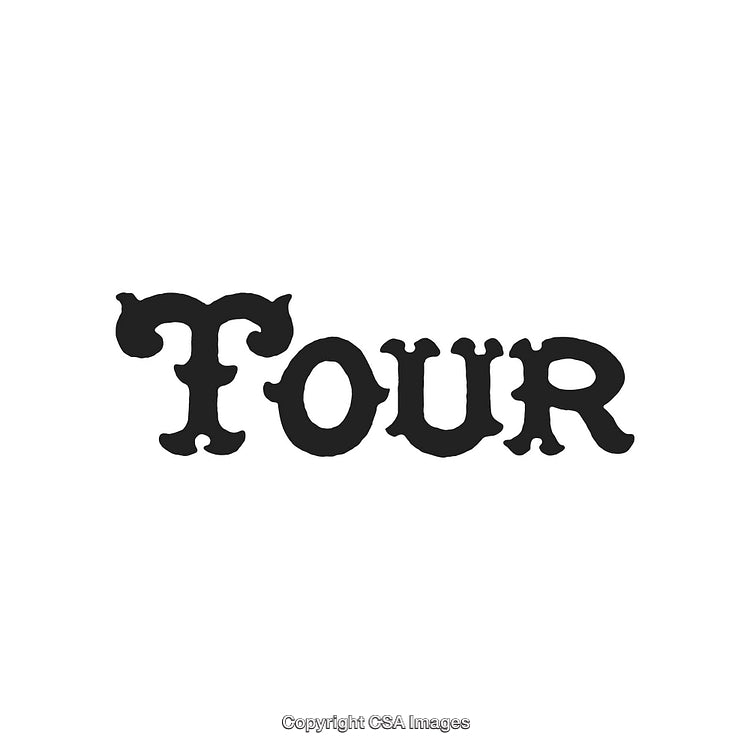 Black Vintage-Style Decorative Font Saying "Tour" on White Background