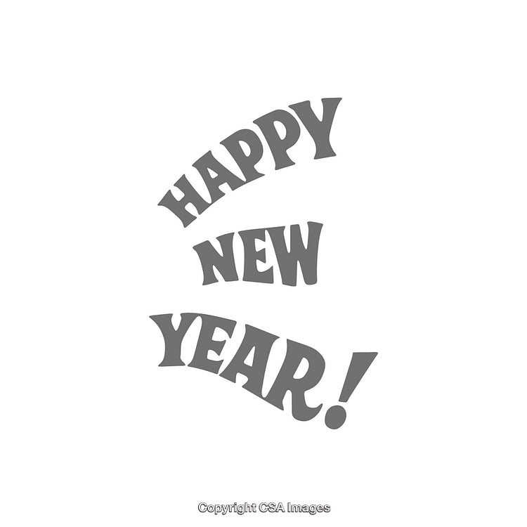 Happy New Year Greeting with Black Text on a White Background