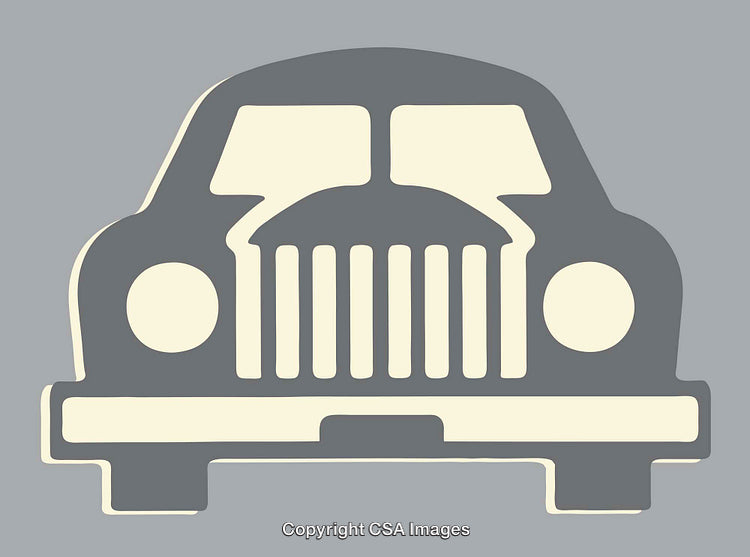 Classic Car Silhouette Illustration Featuring Vintage Vehicle Front