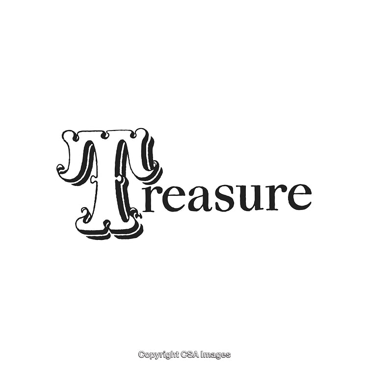 Vintage Typography Design Featuring Classic Font Spelling Out 'Treasure'