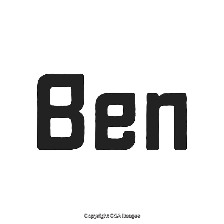 Monochrome Hand-Drawn Typography Spelling Out the Word Ben in Bold Lettering