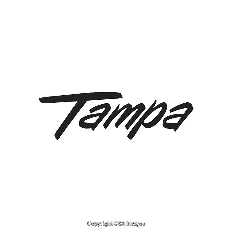 Minimalistic Handlettered Tampa Script on Clean White Background
