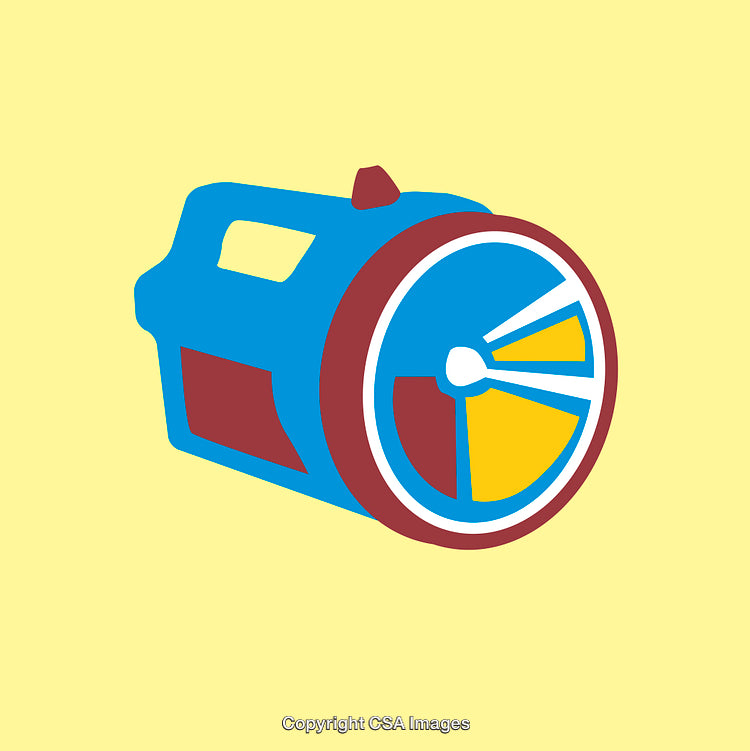 Colorful Illustration of a Flashlight on a Bright Yellow Background