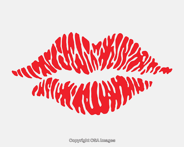Creative Red Lips Design with Intricate Abstract Pattern Elements