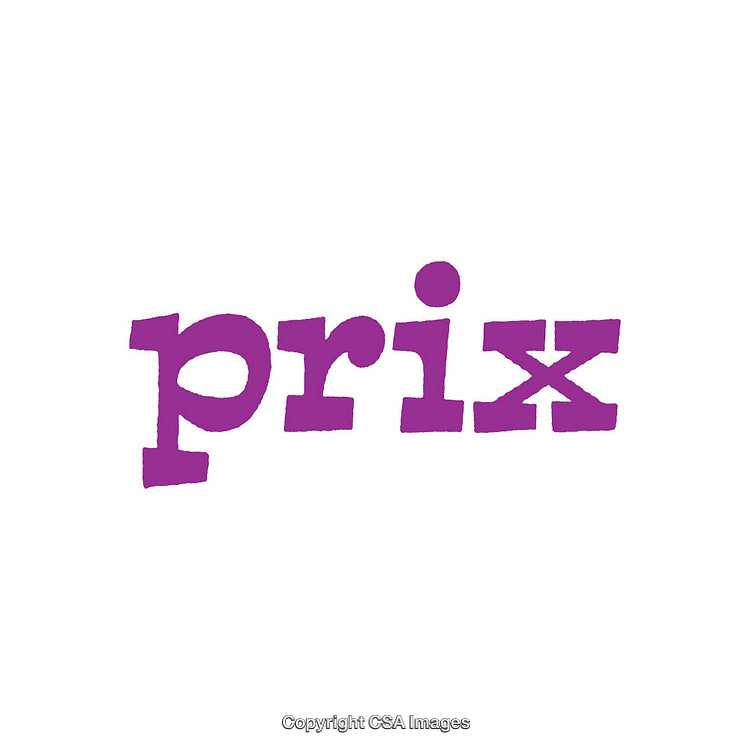 Vibrant Purple Text 'Prix' Against a Plain White Background