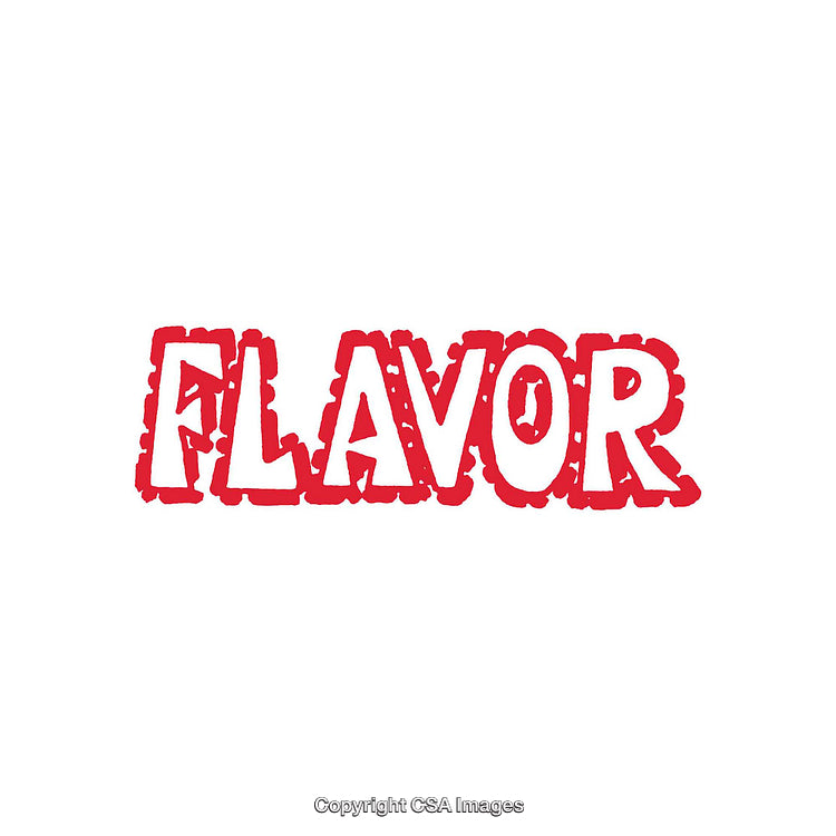 Red Typography Design with Bold Word 'Flavor' on White Background