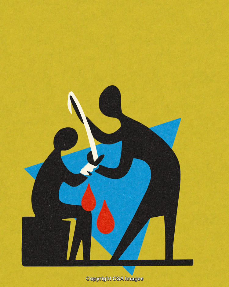 Abstract Illustration of Two Figures Engaged in a Dramatic Interaction
