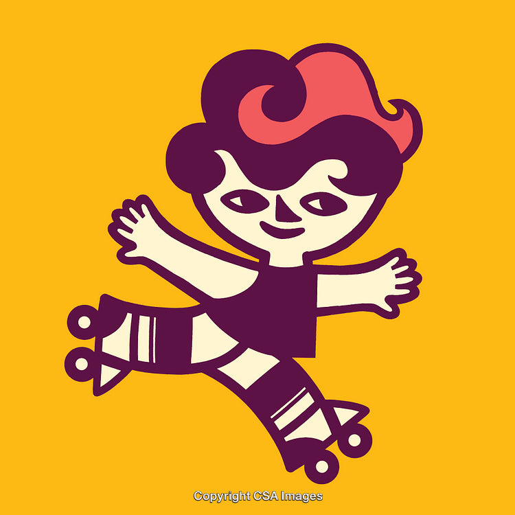 Colorful Illustration of a Happy Skater with Vibrant Hair and a Joyful Pose