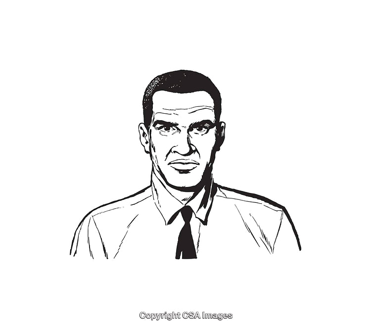 Black and White Line Art Male Business Portrait Illustration