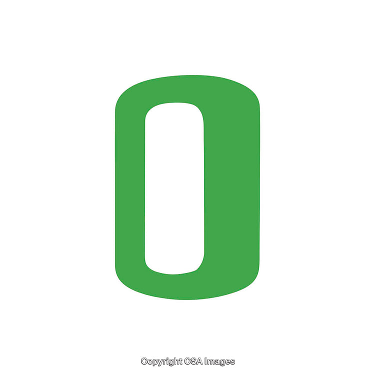 Bold Green Letter O on a White Background in a Minimalist Design