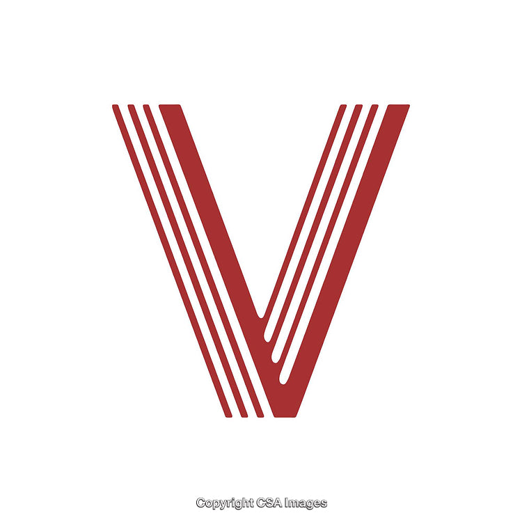 Bold Red Letter V Design With Intricate Line Details