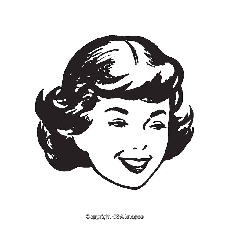 Vintage Black and White Retro Portrait of Smiling Woman