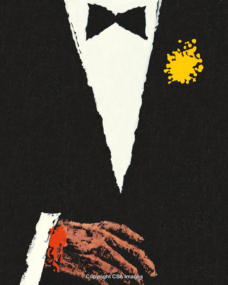 Stylized Illustration of a Formal Suit with Dramatic Contrast Details