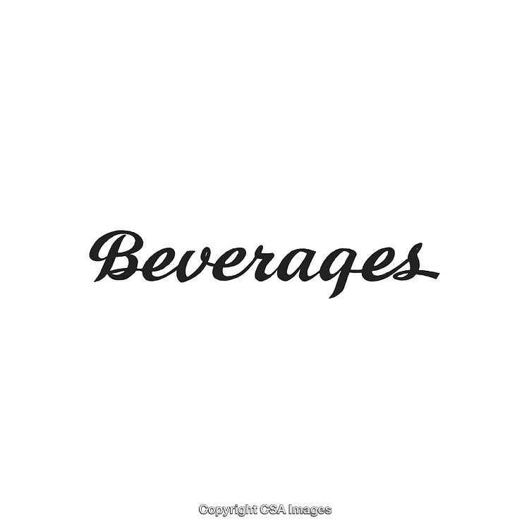 Stylish Poster Featuring the Word 'Beverages' in Elegant Black Script