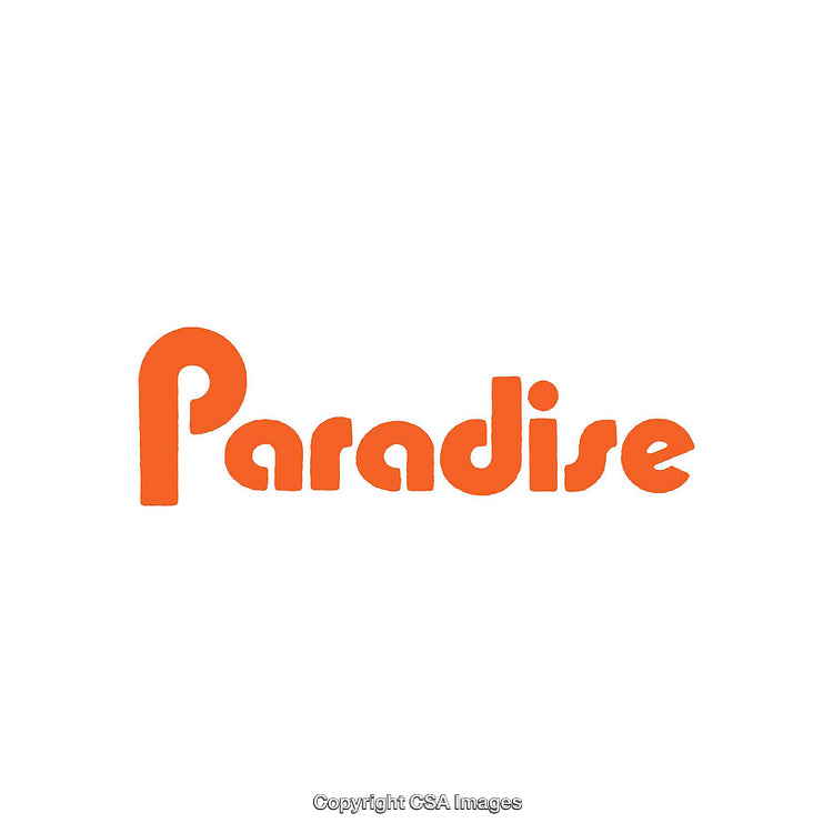 Bold Orange Paradise Typography Design on White Background