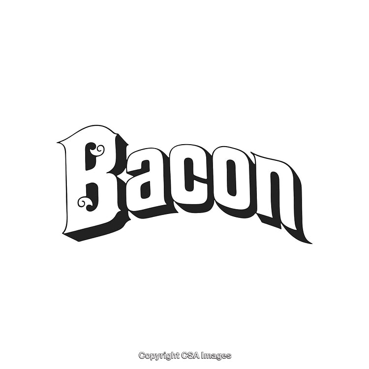 Stylized "Bacon" Logo in Black Font on White Background