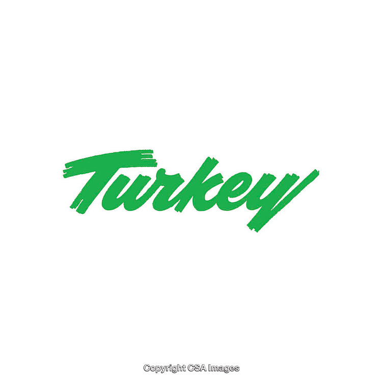 Green Handwritten 'Turkey' Text on a White Background