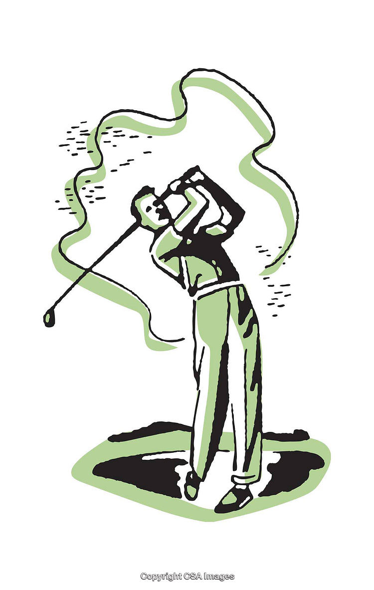 Stylized Illustration of a Golfer Taking a Swing in Motion