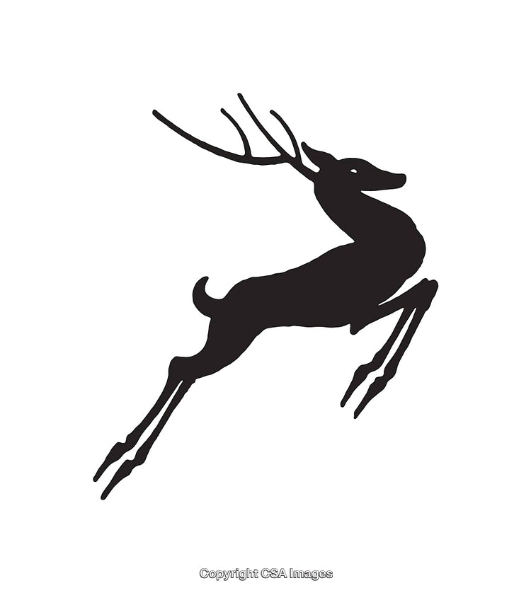 Elegant Black and White Silhouette of a Jumping Deer