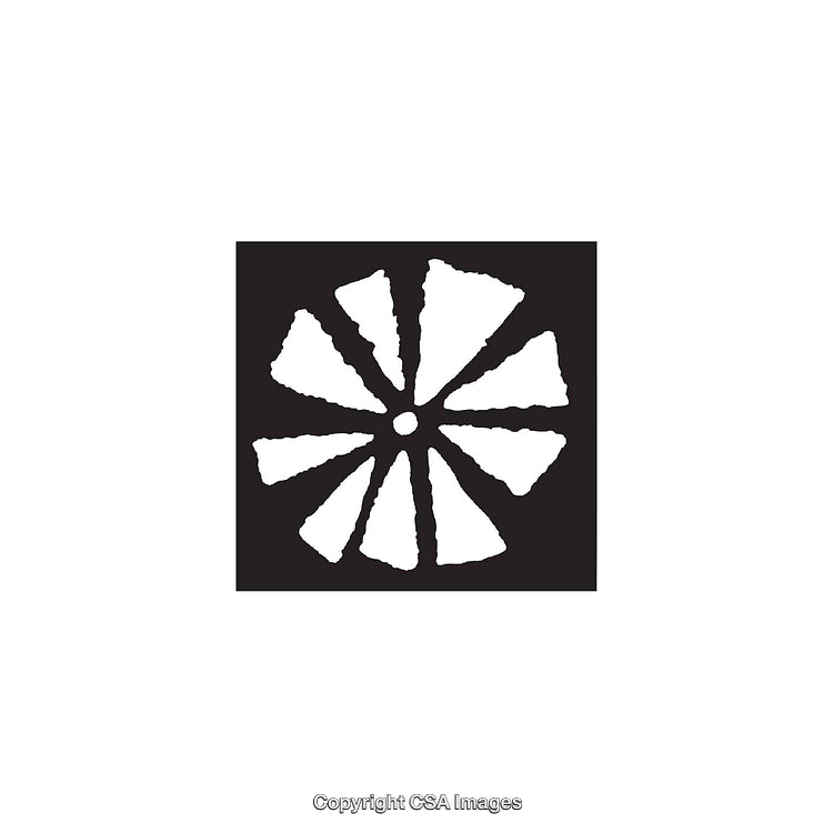 Black and White Abstract Dingbat Image Featuring Geometric Shapes and Patterns