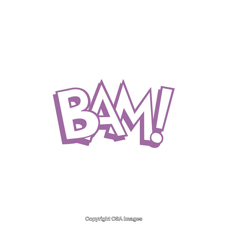 Vibrant Comic Style Purple BAM Word Art Isolated on White Background