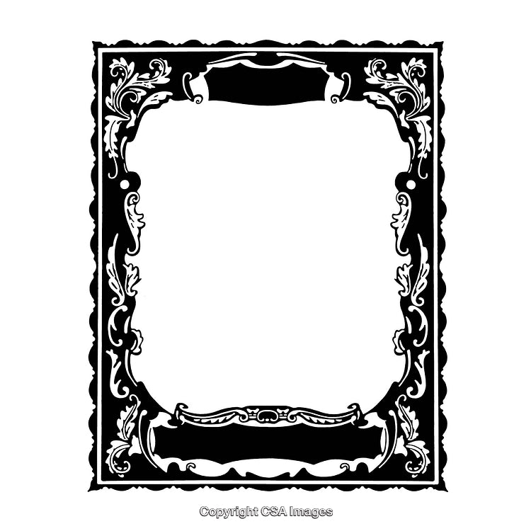 Intricate Black and White Decorative Ornamental Frame Border Design Artwork