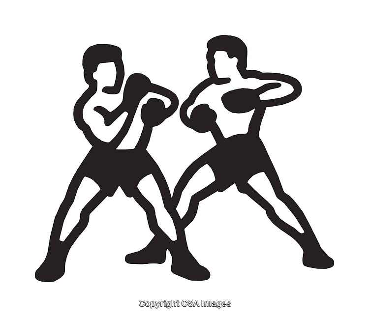 Black and White Illustration of Two Boxers in a Fight Stance
