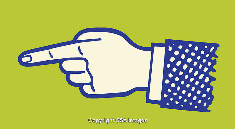 Illustration of a Pointing Hand with Textured Sleeve on Green Background