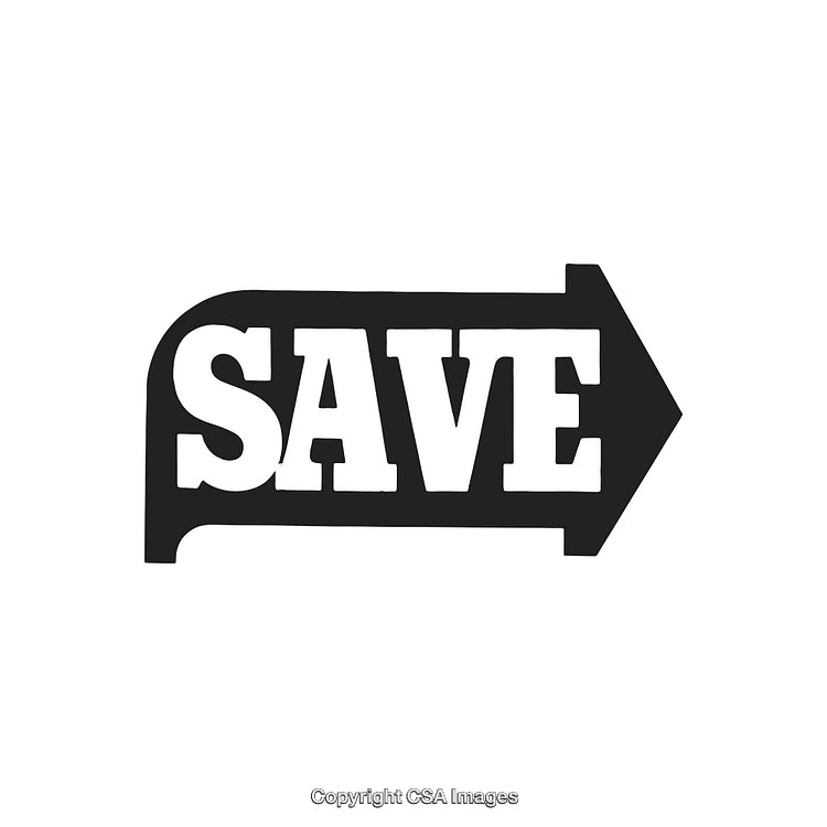Black and White Save Icon in Arrow Shape Design