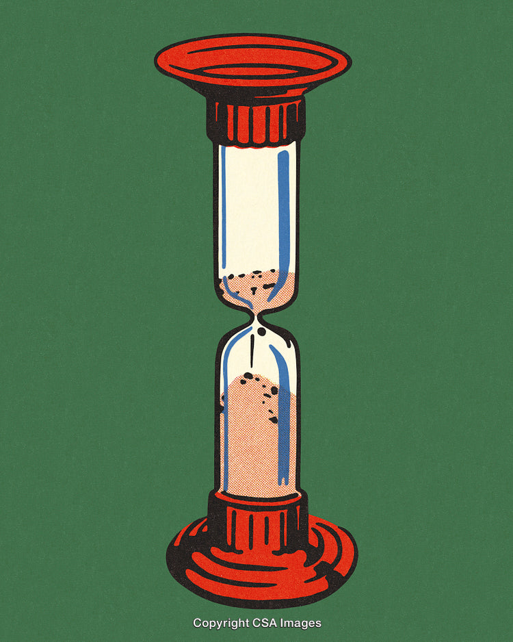 Red and Green Hourglass Illustration Symbolizing Time and Limitations