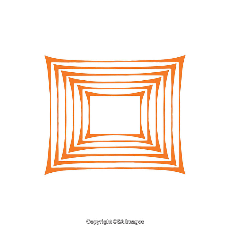 Abstract Geometric Design With Orange Concentric Frames and Symmetrical Shapes