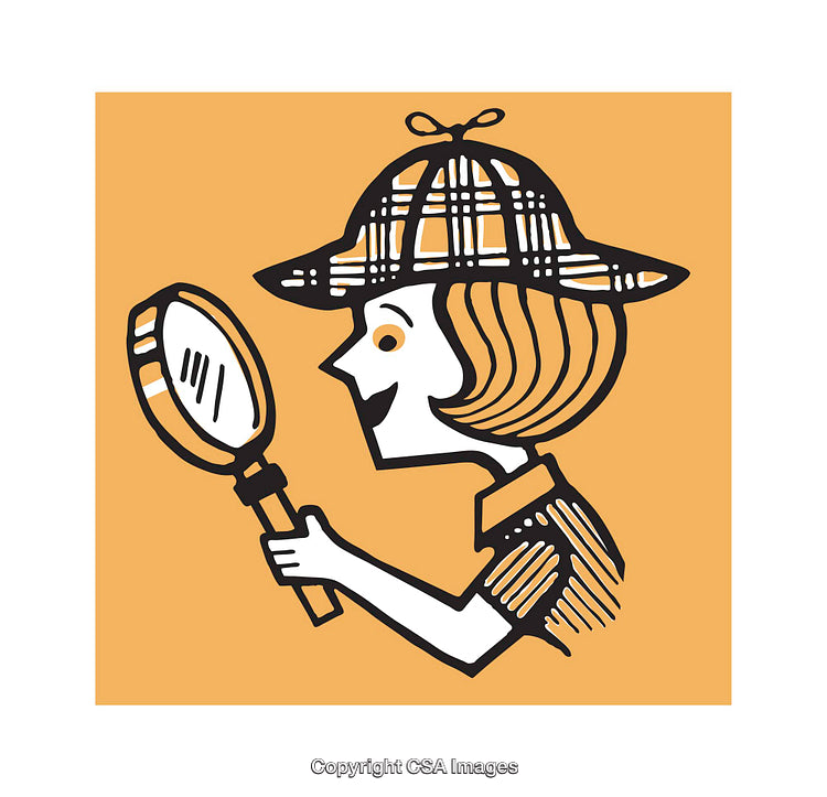 Illustration of a Young Detective Using Magnifying Glass