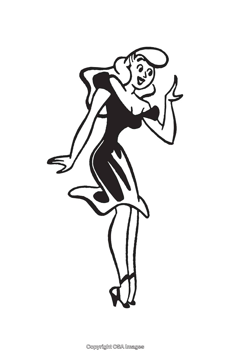 Retro Inspired Black and White Cartoon Woman Illustration