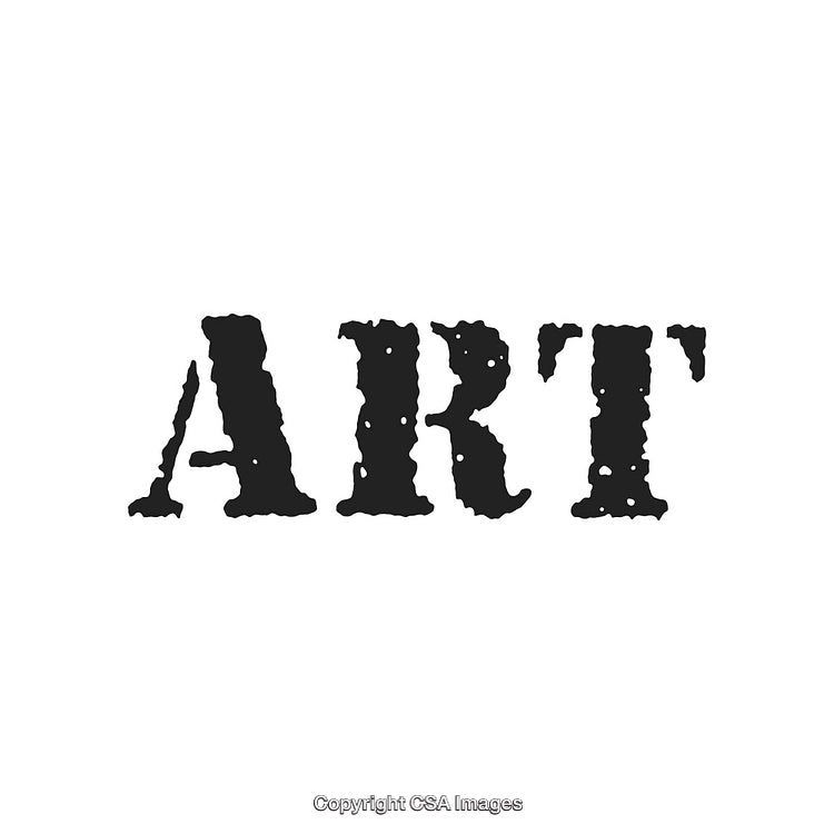 Bold Artistic Word Art Design with Distressed Stencil Effect on White Background