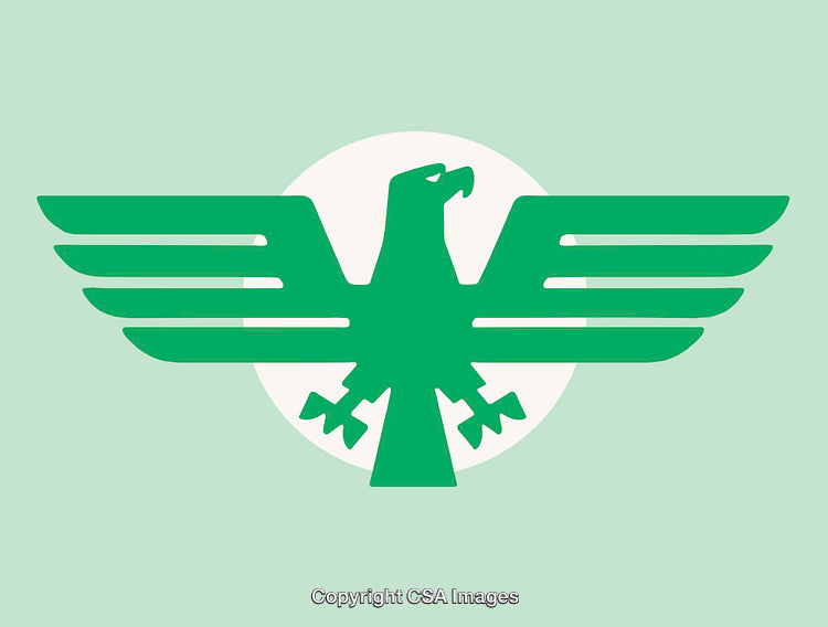 Green Eagle Emblem with Modern Geometric Design on Soft Background