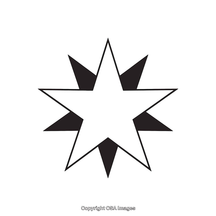 Black and White Eight-Pointed Star Illustration