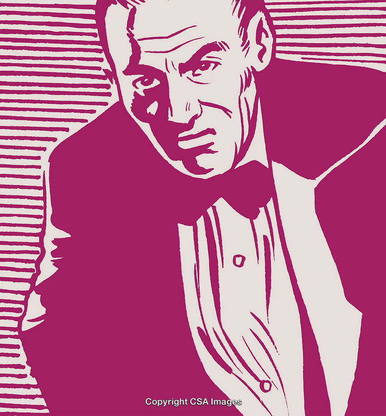 Stylized Vector Illustration of a Man in Black Tie Formal Attire