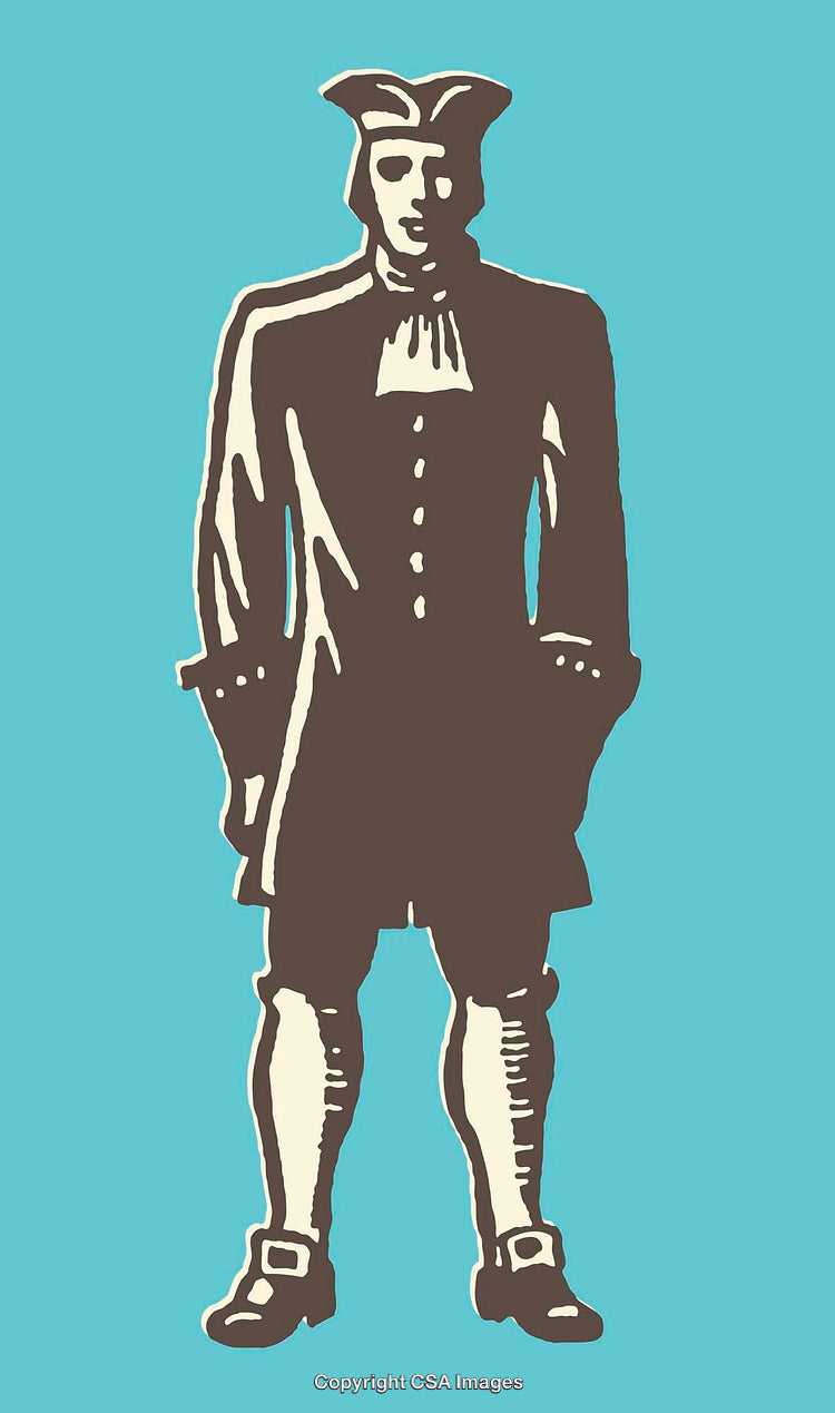 Vintage Colonial Styled Illustration of a Man in Traditional Attire
