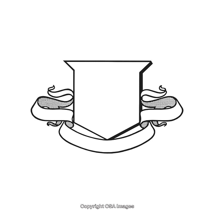 Monochrome Ribbon Frame with Blank Shield Design